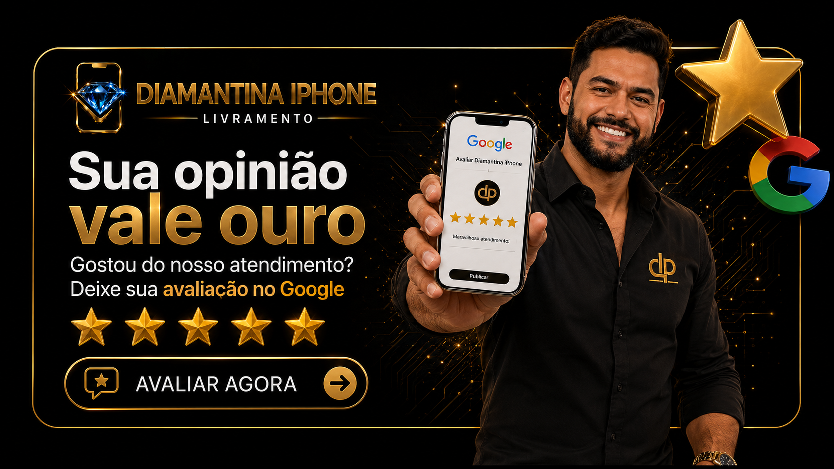 Deixe sua avaliação para a Diamantina iPhone no Google
